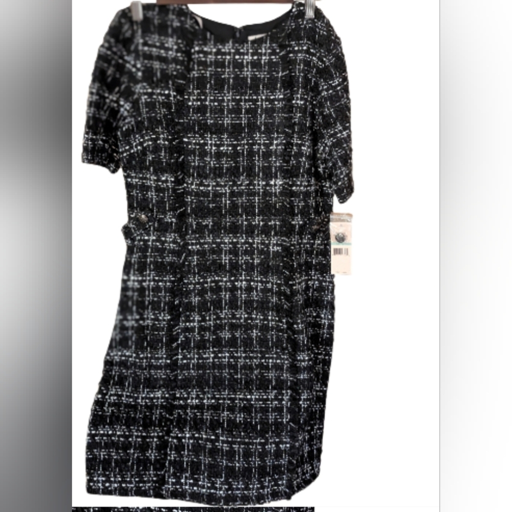 New W Tags. Nanette Lepore Black and White Tweed Dress. Fully Lined.